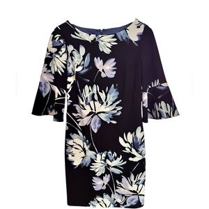 Vince Camuto Dark Navy Floral Print Dress size 8